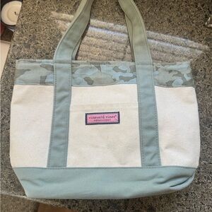 Vineyard Vines Camouflage Green and Cream Tote